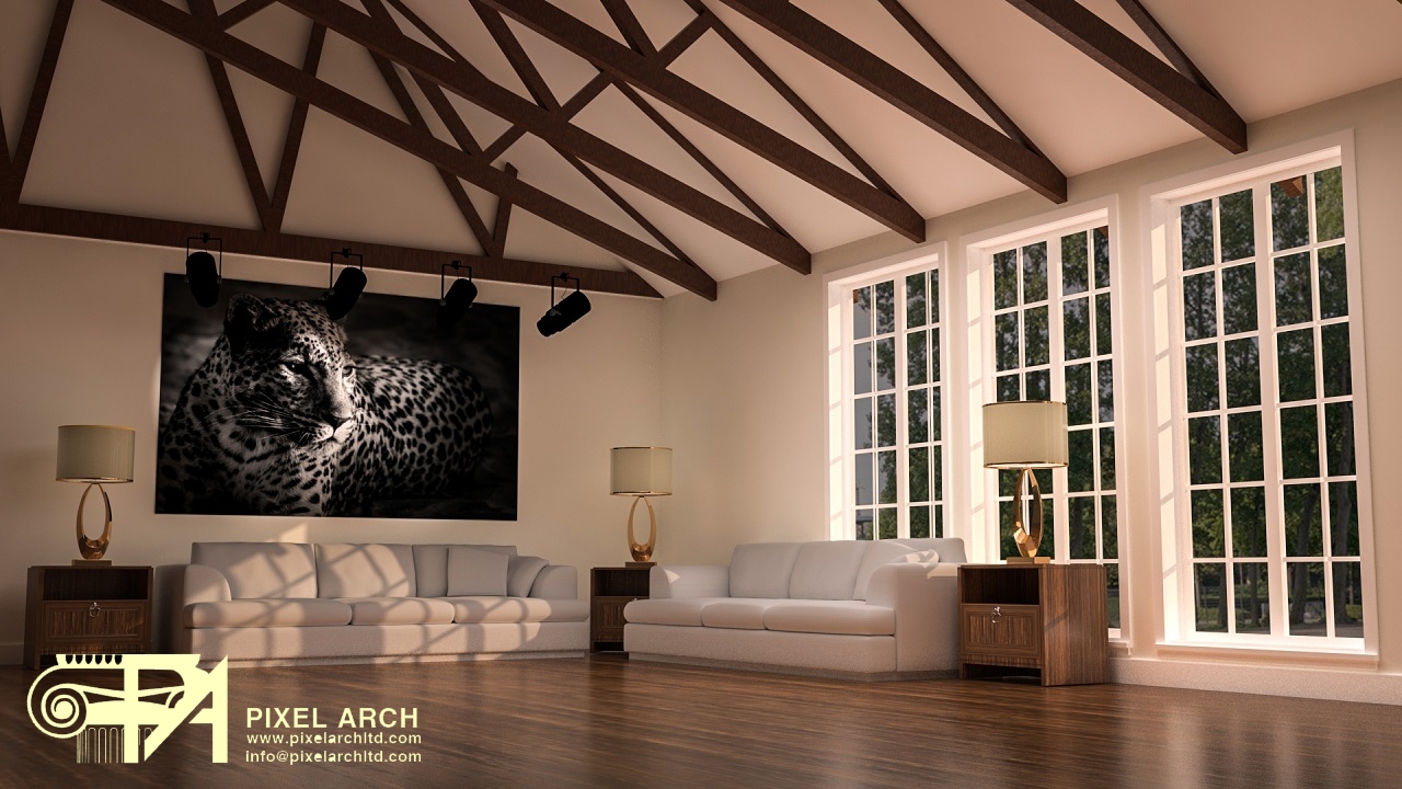 Vaulted ceiling interior living room