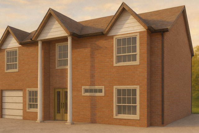 Two-Story Brick House Rendering=