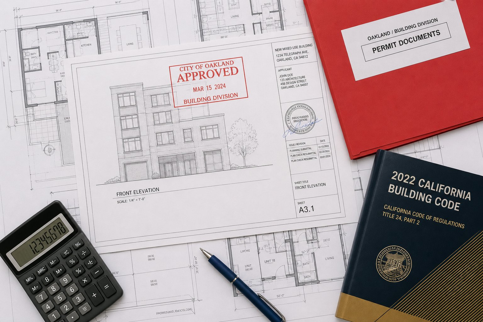 City permit plans and documents under review for residential construction