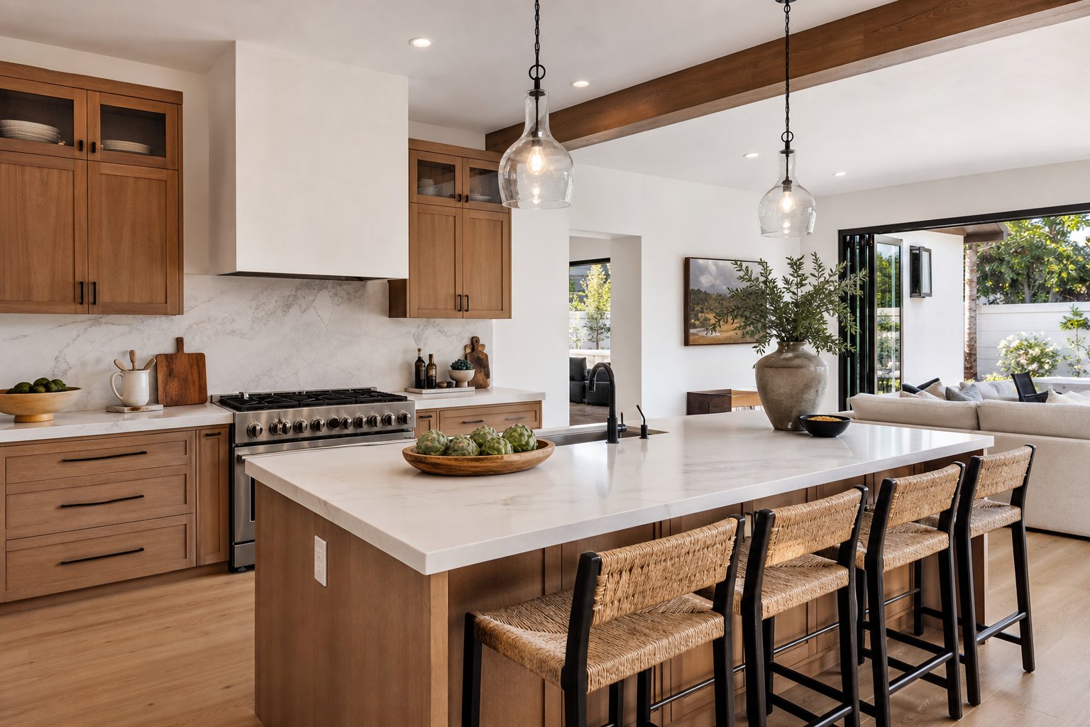 Completed modern kitchen remodel in a Southern California home